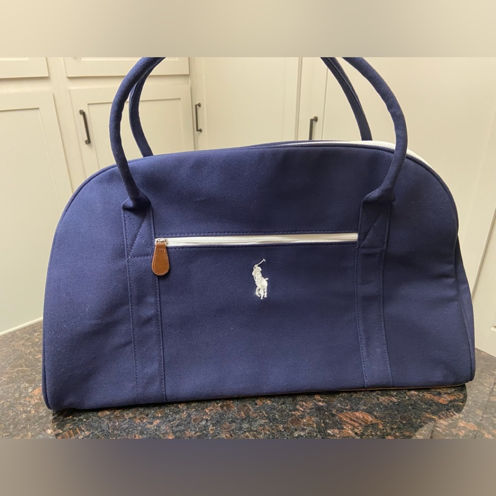Polo by Ralph Lauren Blue and Brown Duffel Bag